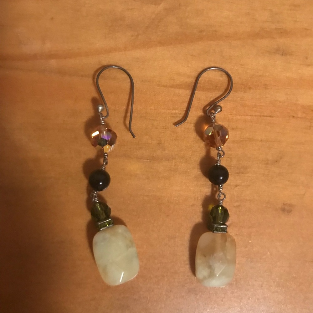 Homemade Earrings with precious stones